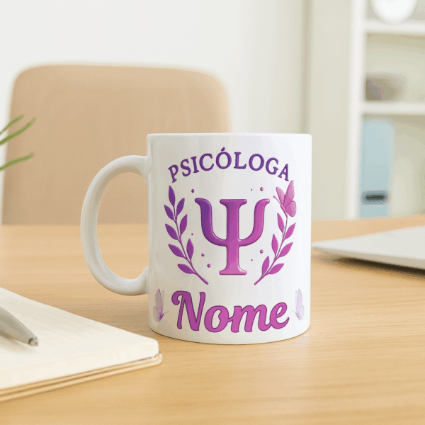 caneca personalizada psicóloga em porcelana de alta qualidade