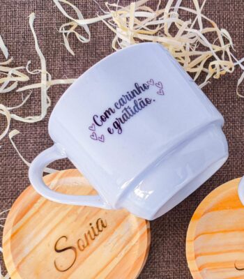xícara de cerâmica personalizada 180ml com acabamento de qualidade