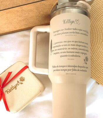 garrafa térmica 1,2L personalizada a laser com tampa e canudo