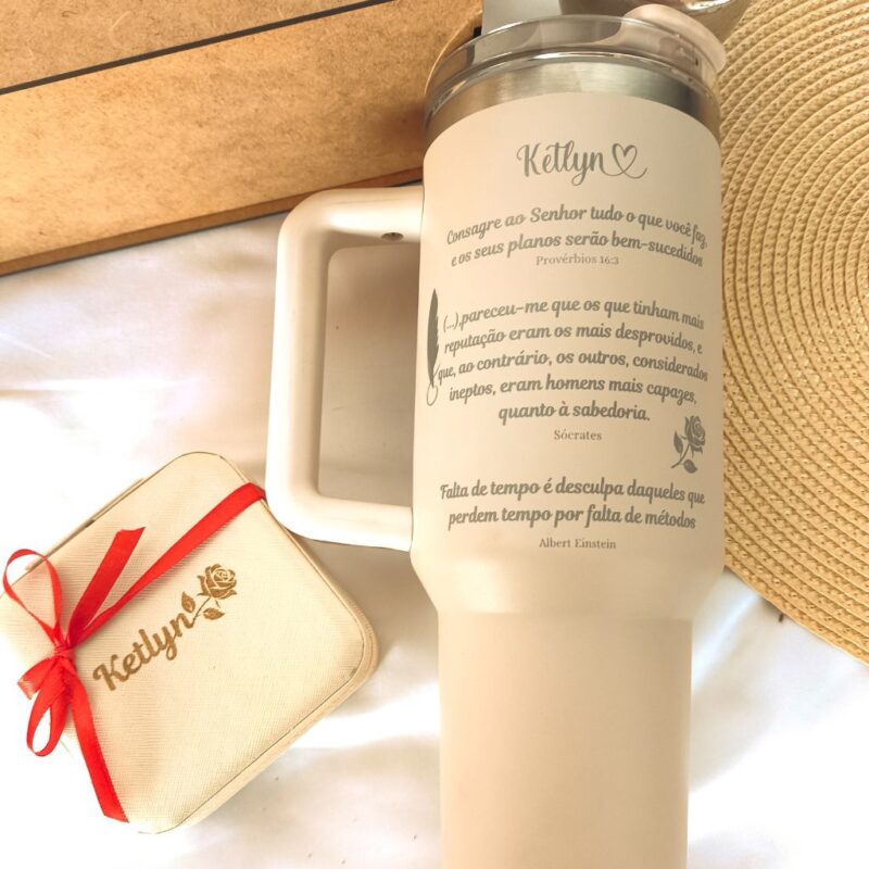 garrafa térmica 1,2L personalizada a laser com tampa e canudo