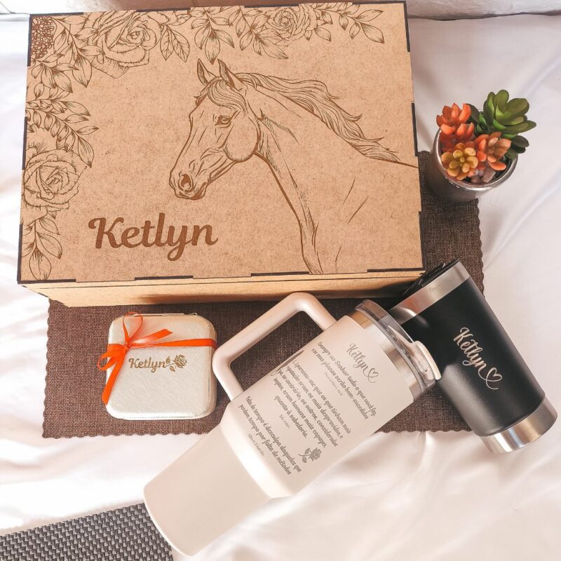 kit presente inspiração com copos térmicos e caixa MDF personalizada