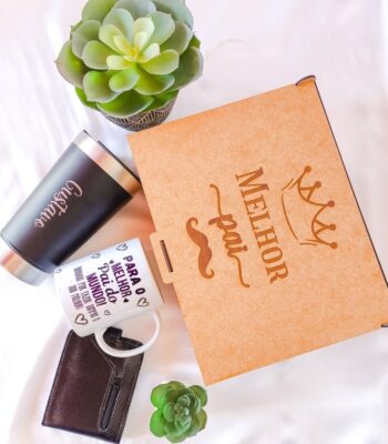 kit presente dia dos pais com caneca e copo gravado a laser