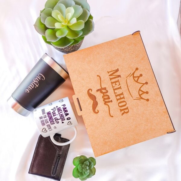 kit presente dia dos pais com caneca e copo gravado a laser