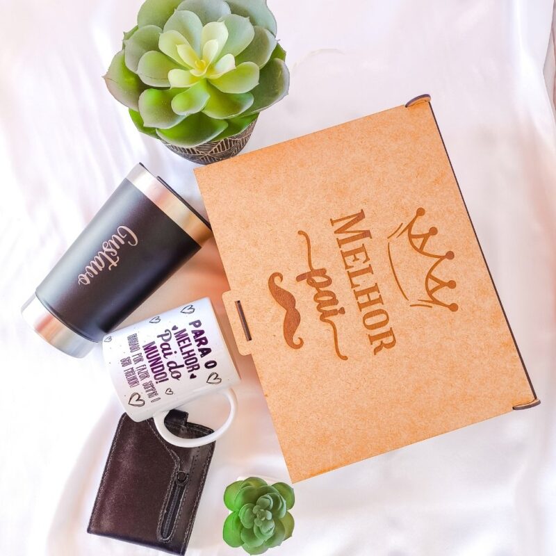 kit presente dia dos pais com caneca e copo gravado a laser